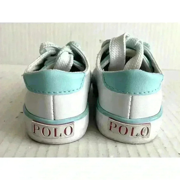 POLO Ralph Lauren Infant Leather Sneakers Shoes Size 5 White Pink Pony - Picture 5 of 7